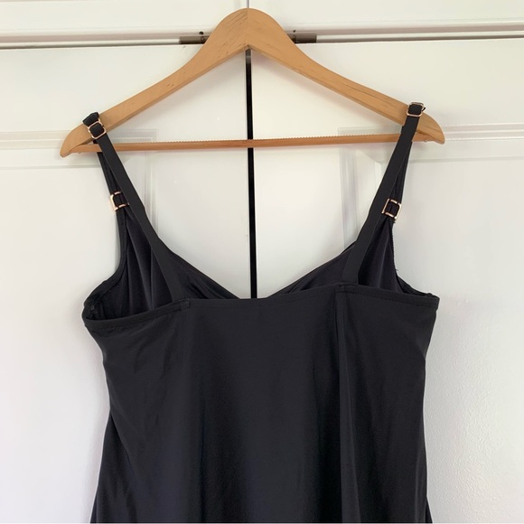 Miraclesuit Surplice Tankini Swim Top Swimsuit Underwire Black Bra Size 34 D - Picture 4 of 7